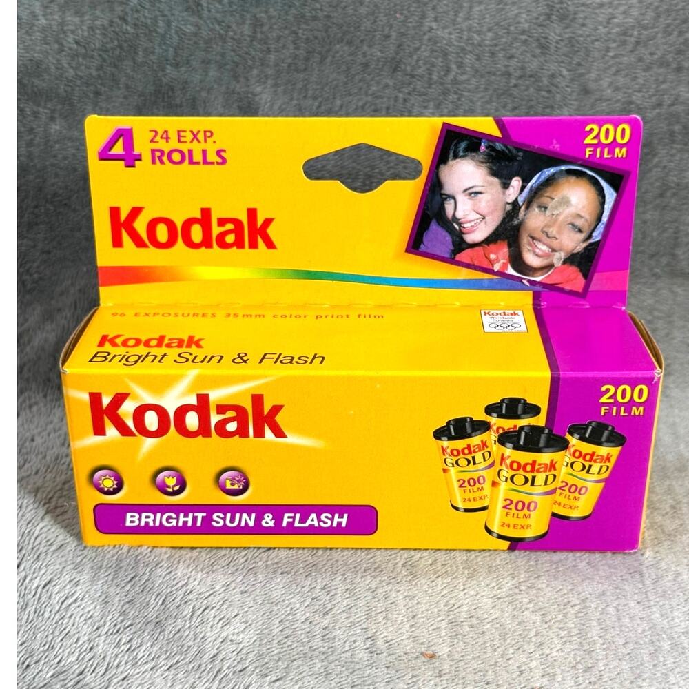 Kodak Gold 200 Film 4 Pack 35mm 24 Exp Color Print Bright Sun Flash NIB Sealed